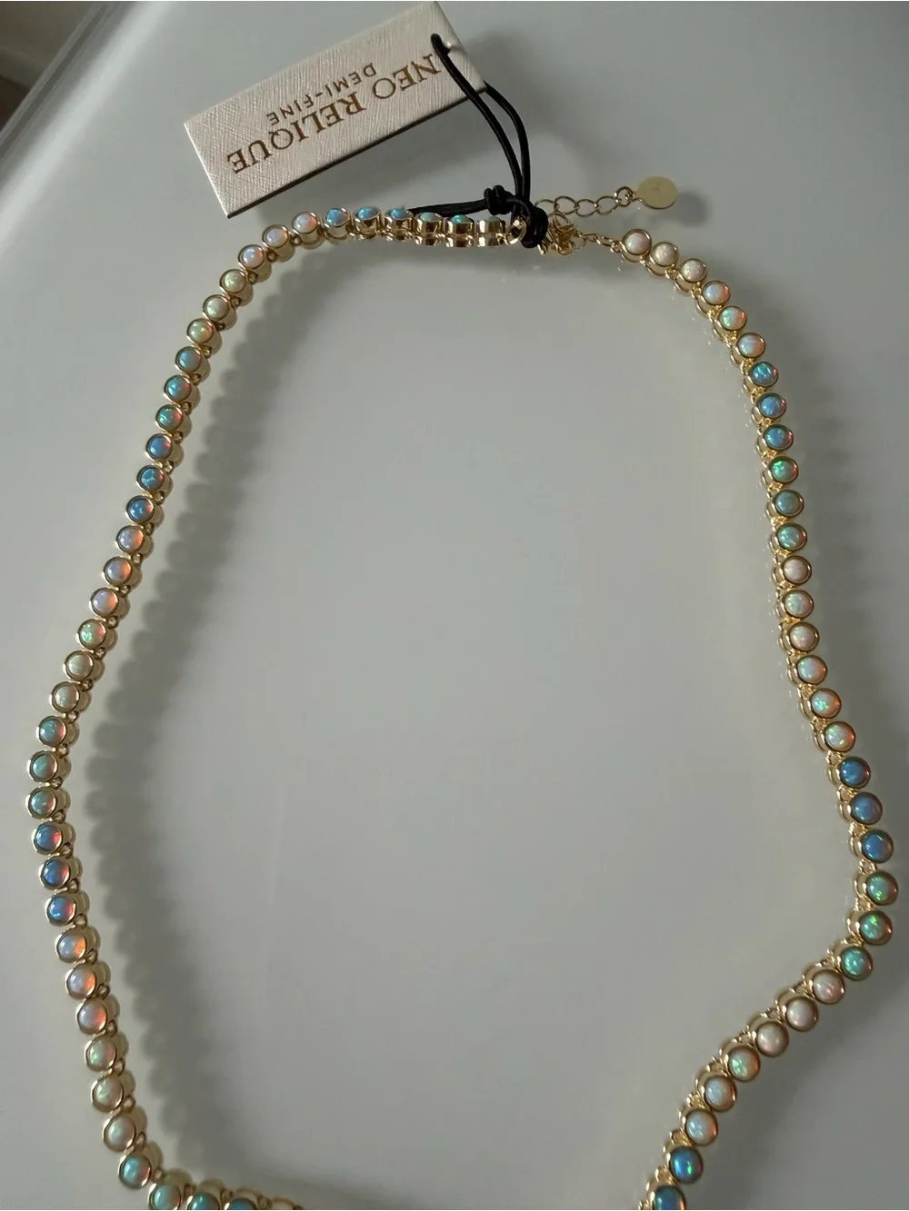Opal gold tennis Necklace